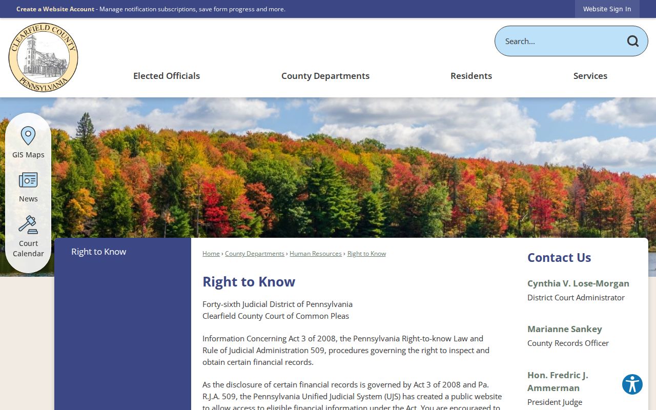 Clearfield County criminal records Right-to-Know information