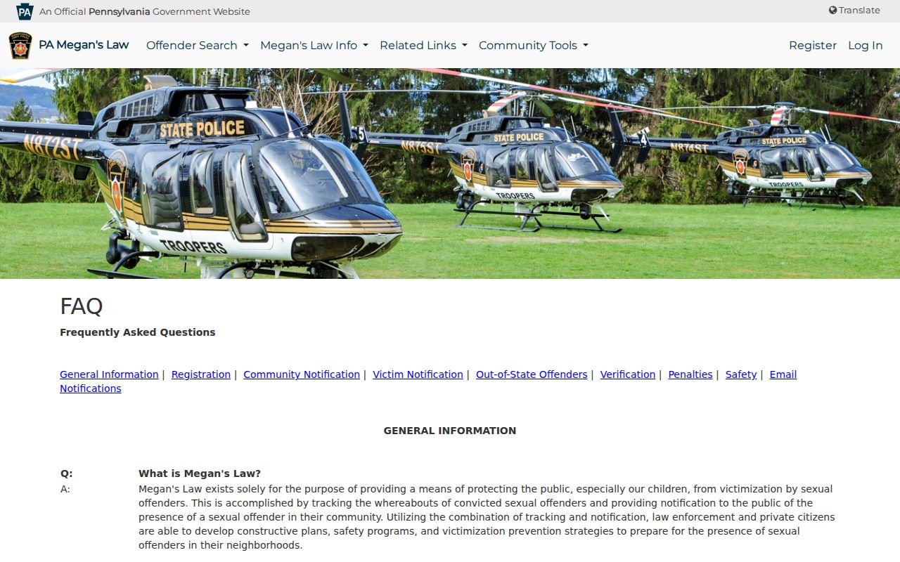 Clearfield County sex offender registry official FAQ