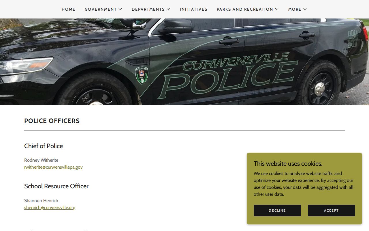 Curwensville criminal records and police contact information