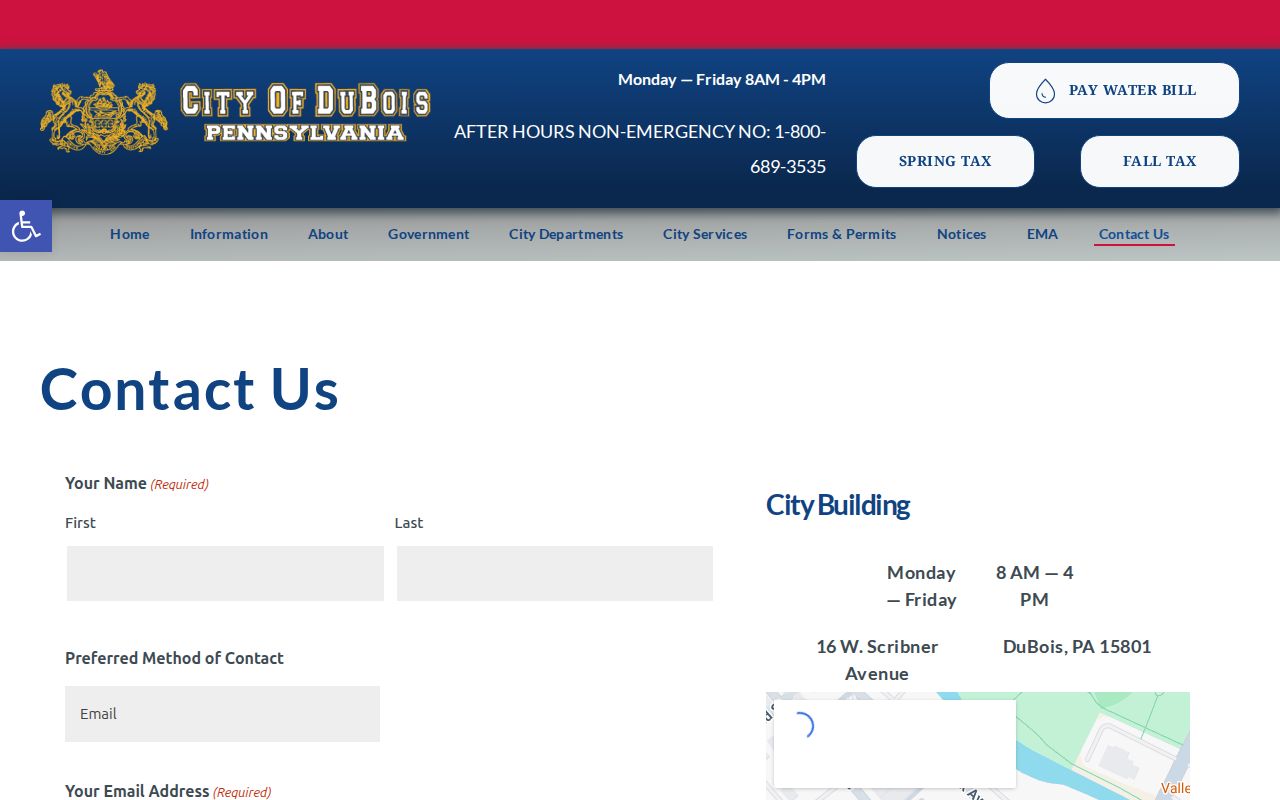 DuBois criminal records City Hall and police contact page